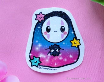 Pegatina holográfica de anime "Studio Ghibli" de "No Face Soot Spirit" de Kawaii.