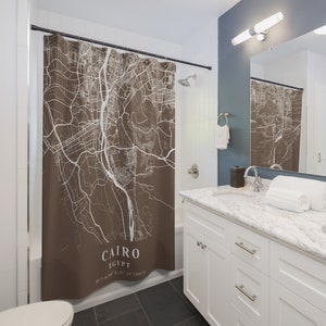Cairo, Egypt City Map Print Shower Curtain, Custom Shower Curtains, Bathroom and Home Decor, Street Map Shower Curtains, House Warming Gift