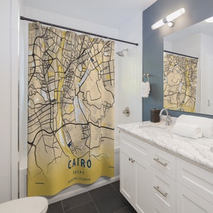 Cairo, Egypt  City Map Print Shower Curtain, Custom Shower Curtains, Bathroom and Home Decor, Street Map Shower Curtains, House Warming Gift