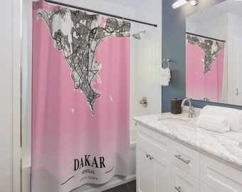 Dakar, Senegal City Map Shower Curtain