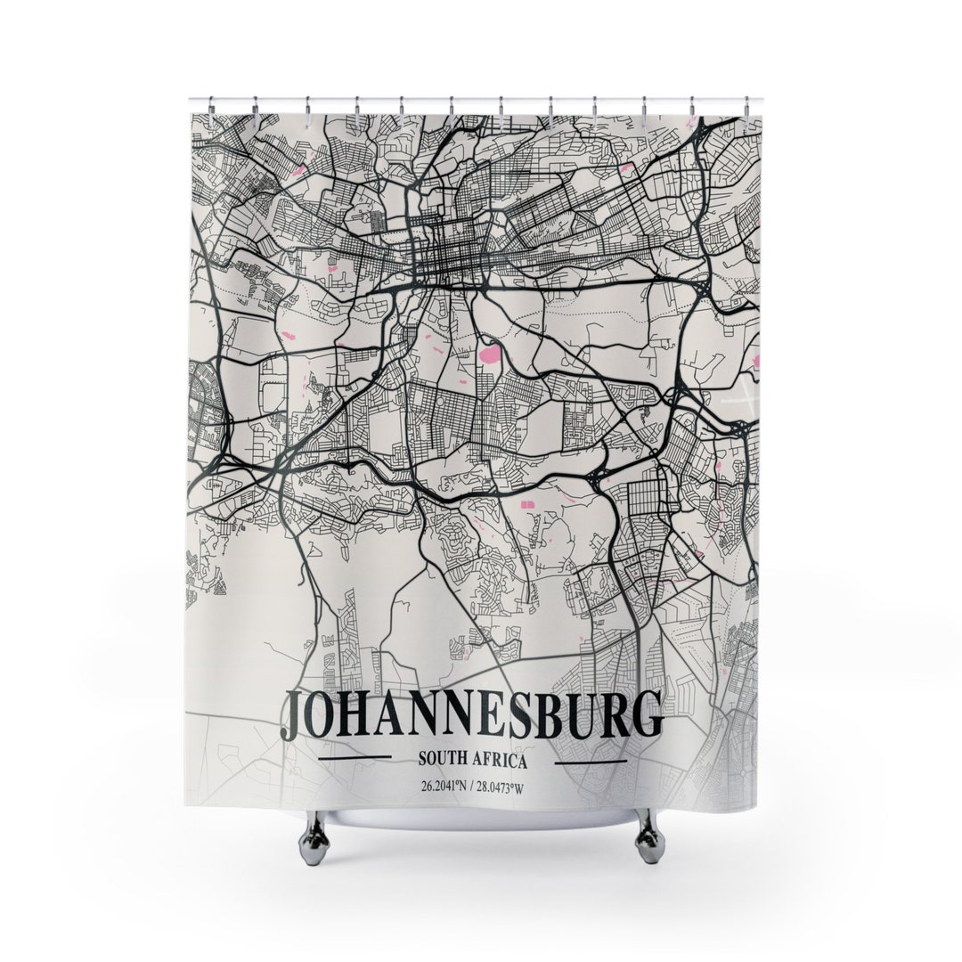 Johannesburg South Africa City Map Shower Curtain Etsy