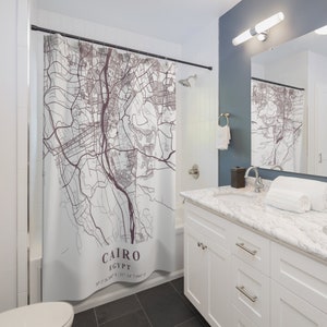 Cairo, Egypt City Map Print Shower Curtain, Custom Shower Curtains, Bathroom and Home Decor, Street Map Shower Curtains, House Warming Gifts