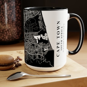 Cape Town City Map Coffee Mug  15oz, Custom Coffee Mug, Ceramic Mug, City Map Mugs, African Gifts, African Travel Mug, Travel Gifts, Tea Mug