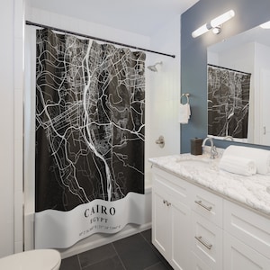Cairo, Egypt City Map Print Shower Curtain, Custom Shower Curtains, Bathroom and Home Decor, Street Map Shower Curtains, House Warming Gifts