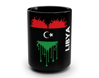 Libya Flag Black Coffee Mug - 15oz