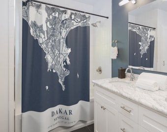 Dakar, Senegal City Map Shower Curtain