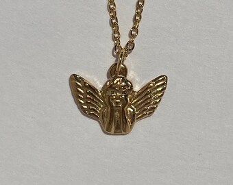 Collar de ángel de la guarda dorado con alas protectoras para bebé, delicado regalo para el Día de la Madre, joyería de acero inoxidable, cadena minimalista con capas.