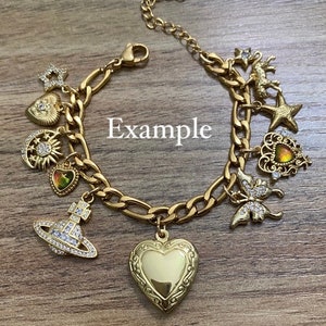 Build Your Own Charm Bracelet / Stainless Steel and Brass Charms / Tarnish Free / Vintage Charm Bracelet/ Customizable Charm Bracelet image 10