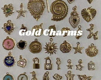 Gold Charms, 18k vergoldet, Kupfer, Messing, Edelstahl, Anhänger, hohe Qualität, anlauffreie Charms