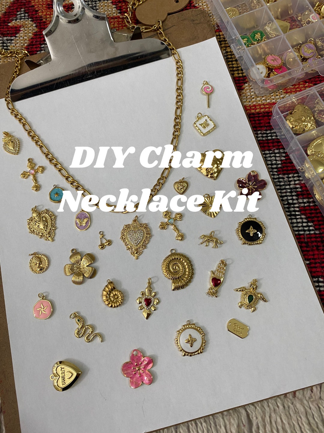 Buy DIY Charm Necklace Making Kit Make Your Own Charm Necklace  Stainless Steel and Brass Charms Tarnish Free Vintage Charm Necklace  Online in