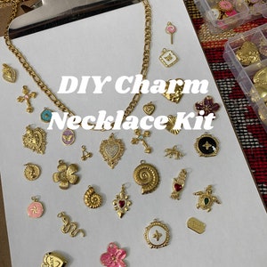 DIY Charm Necklace Making Kit / Make Your Own Charm Necklace / Stainless Steel and Brass Charms / Tarnish Free / Vintage Charm Necklace