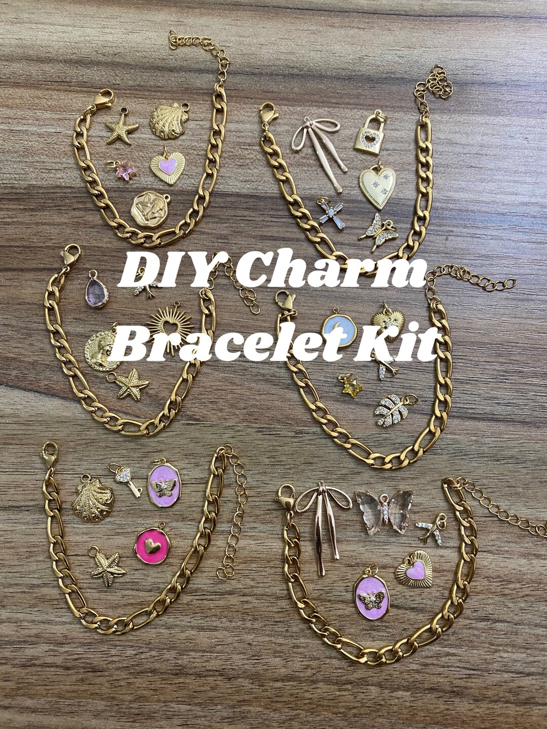 DIY Charm Bracelet Making Kit Make Your Own Charm Bracelet Stainless Steel and Brass Charms Tarnish Free Vintage Charm Bracelet Etsy