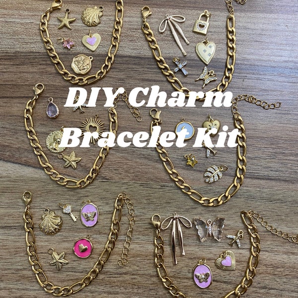 Gold Charms Bracelet Kit Etsy
