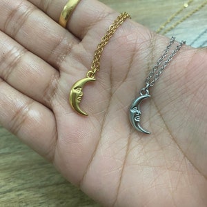 Under the Moon ANGEL COLLECTION Necklace Moon necklace, crescent moon charm, celestial jewelry, stars, stainless steel, tarnish free zdjęcie 8