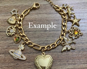 Build Your Own Charm Bracelet / Stainless Steel and Brass Charms / Tarnish Free / Vintage Charm Bracelet/ Customizable Charm Bracelet