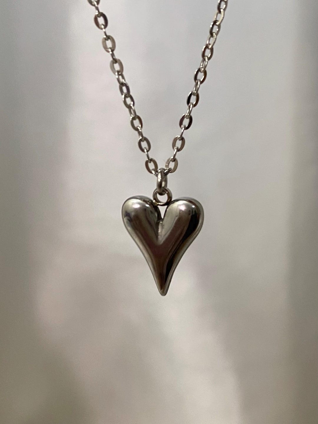 Puffy Heart Two Tone Necklace