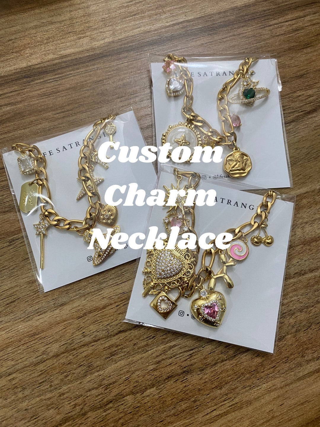 Build Your Own Charm Necklace / Stainless Steel and Brass Charms / Tarnish Free / Vintage Charm