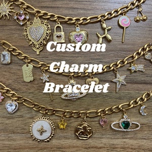Build Your Own Charm Bracelet / Stainless Steel and Brass Charms / Tarnish Free / Vintage Charm Bracelet/ Customizable Charm Bracelet image 1