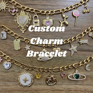 Build Your Own Charm Bracelet / Stainless Steel and Brass Charms / Tarnish Free / Vintage Charm Bracelet/ Customizable Charm Bracelet