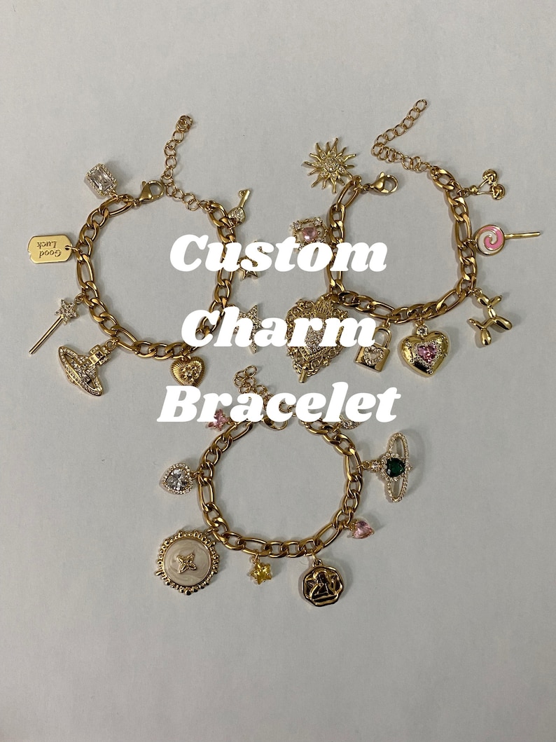 Créez votre propre bracelet à breloques / Breloques en acier inoxydable et laiton / Sans ternissement / Bracelet à breloques vintage / Bracelet à breloques personnalisable image 1