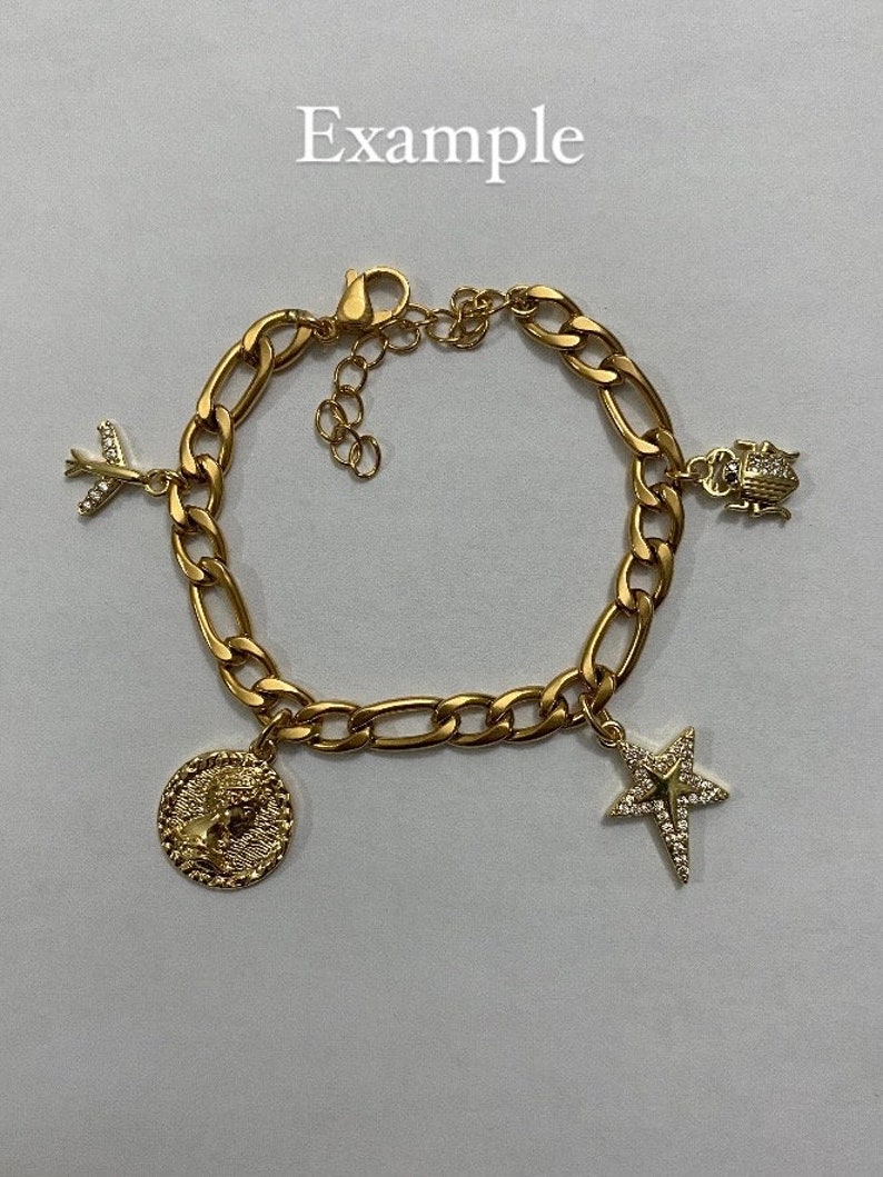 Build Your Own Charm Bracelet / Stainless Steel and Brass Charms / Tarnish Free / Vintage Charm Bracelet/ Customizable Charm Bracelet image 5