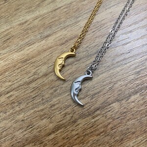 Under the Moon ANGEL COLLECTION Necklace Moon necklace, crescent moon charm, celestial jewelry, stars, stainless steel, tarnish free zdjęcie 6