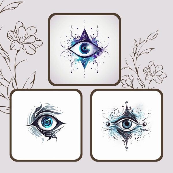 Digital Evil Eye Blue Symbol - SVG and PNG Files with Transparent Background - Instant Download