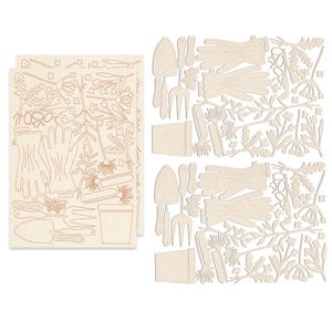 Lot de 64 décorations artisanales en aggloméré de Green Fingers. Ensemble de bricolage en bois aggloméré - Kit de création de formes avec des ébauches en bois à décorer