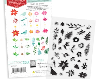 Winter Botanicals Layering Card making Craft clear Stamps