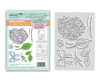 Hydrangea Ribbon Card making Craft clear Stamps - Botanical Bliss
