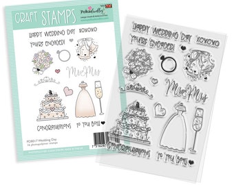 Wedding Day clear craft stamps for card making crafting scrapbooking, wedding stationery stamps, engagement, anniversaries, romance