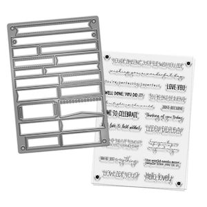 Perfectly Perfect Clear Strip Sentiment Stamps and Outline Dies VALUE BUNDLE - for card making, craft, scrapbooking, mixed media.