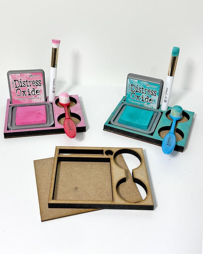 SQUARE SINGLE Distress Ink pad and Brush Holder - MDF Diy kit, Card…