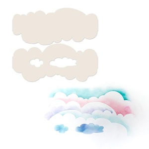 Duo de pochoirs/masques nuages duveteux pour la fabrication de cartes, l'artisanat, le scrapbooking, les techniques mixtes
