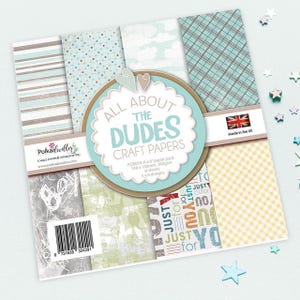 All About the Boys Dudes, rayas, cuadros, retro adolescente, paquete de papel de estilo vintage de 6 x 6" para hacer tarjetas, manualidades, álbumes de recortes