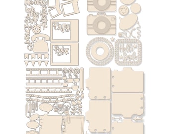 Sweet Moments Chipboard embellishment pack for card making, craft, scrapbooking
