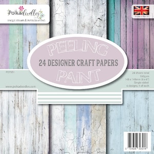Afbladderende verf paars, lila, blauw, dagboek, houteffect shabby chic, vintage stijl 6 x 6" papieren verpakking voor kaarten maken, knutselen, scrapbooking