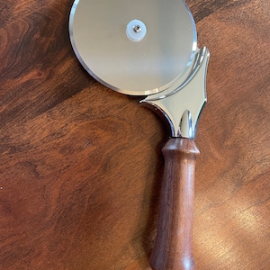 Pizza Cutter - Pro Stainless Steel 4” Blade - Hand-turned Wood Handle