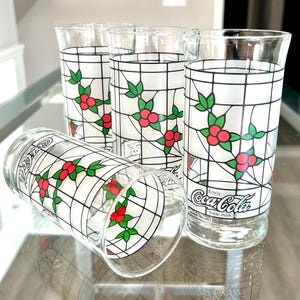 Vintage Coca-Cola Libbey Glasses: Holiday Berry Frosted Design