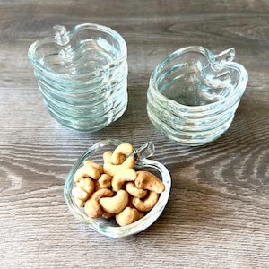 Vintage Hazel Atlas Apple Dishes: 1950s Orchard Crystal Bowls, Set of 8