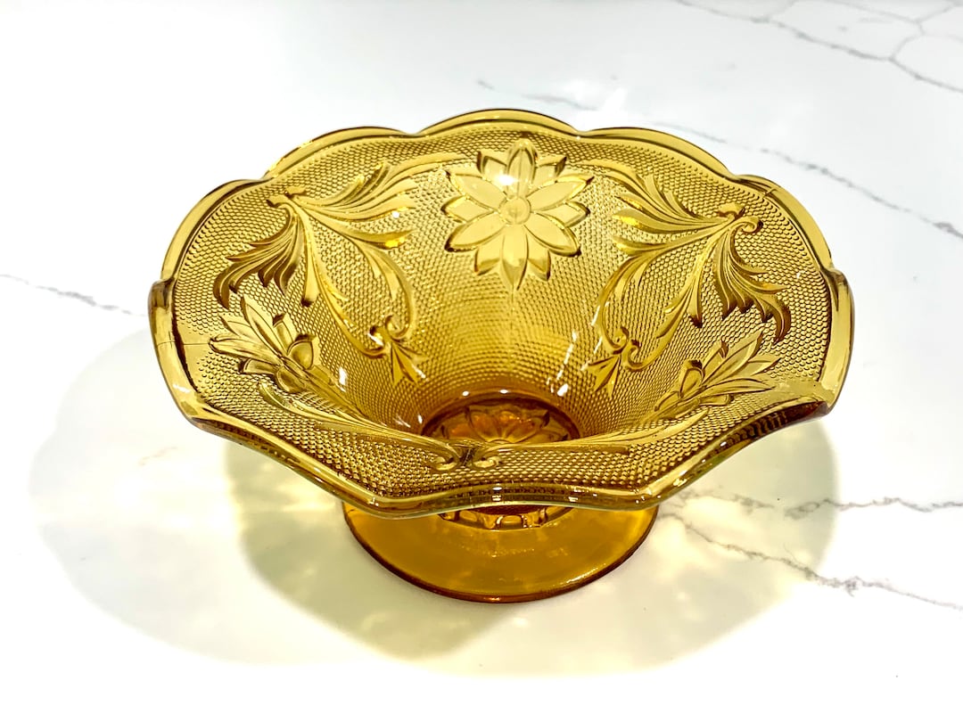 TIARA SM Vintage Amber Tiara Glass Footed Serving Bowl or Etsy
