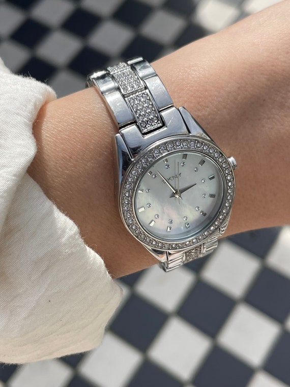 Vintage DKNY Rhinestone Watch, Mother of Pearl Dial - Etsy  display picture 3