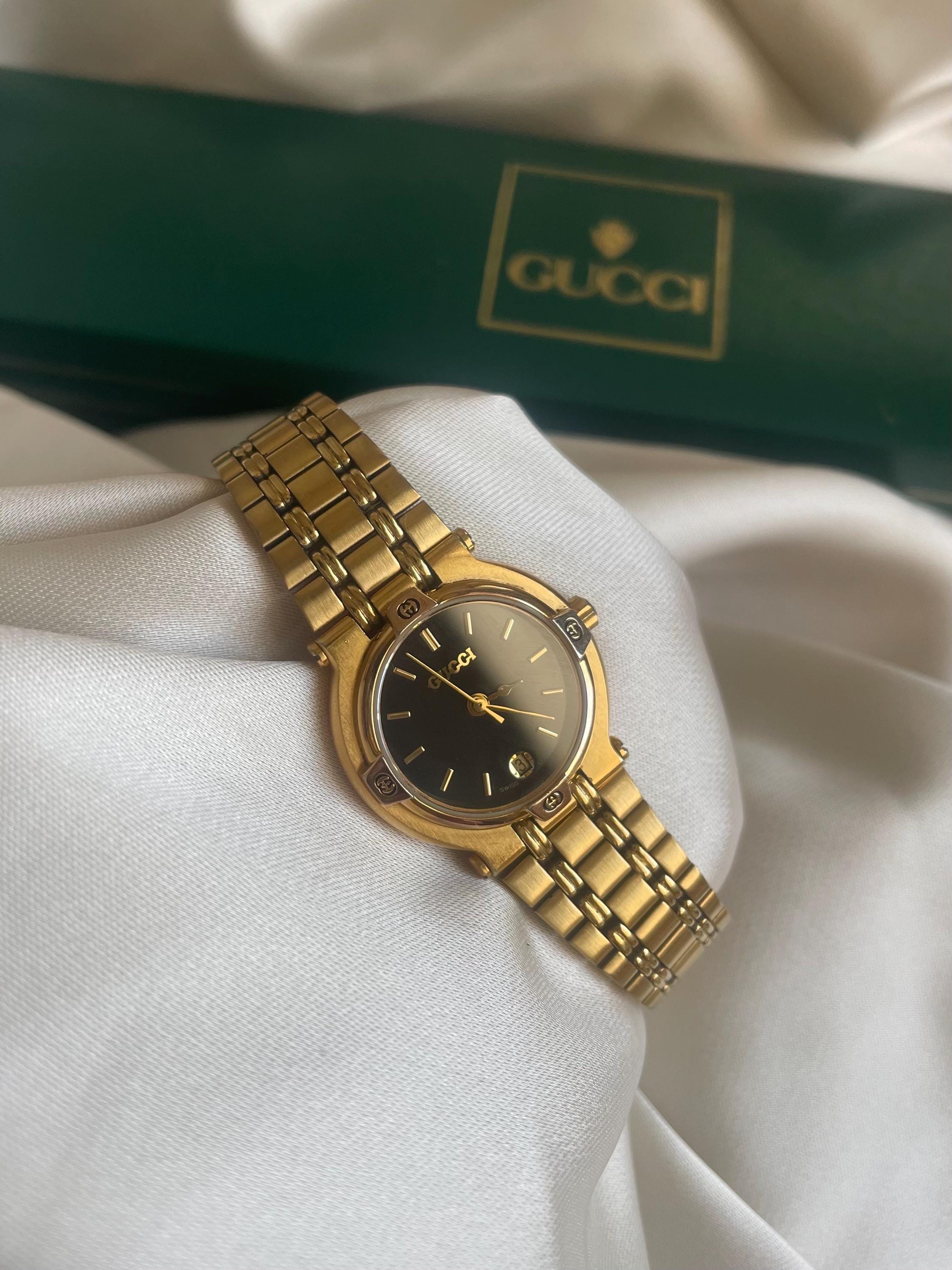 Rare Stunning Vintage 90s Gucci 9200L Gold Plated Chain Link Strap