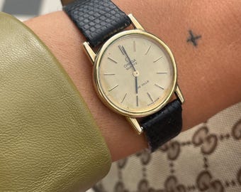 オメガ デビル スイス製 メンズ腕時計 ゴールド文字盤 32 mm クォーツ