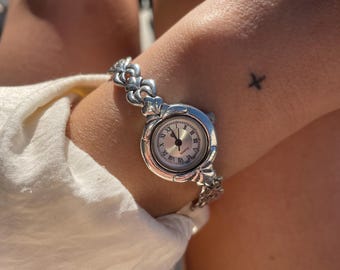 Brighton Florence Silver Watch silver plated design on the band.  New battery Brighton Florence Women main image 2