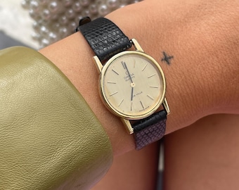 Vintage Omega De Ville Watch, Gold Case & Lizard Strap