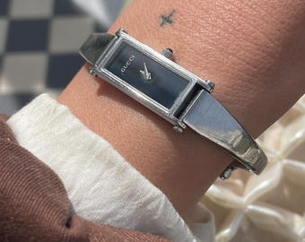 Vintage 90s/00s Gucci St. Steel 1500L Silver Dial Rectangular Dial