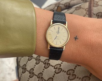 Vintage Omega De Ville Watch, Gold Case & Lizard Strap