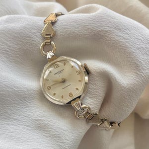 Vintage 1960s Rolled Gold Manual Wind Up 7 Jewels Analog Round Golden Dial Ladies Bracelet Style Cocktail Dress Wristwatch By Ingersoll