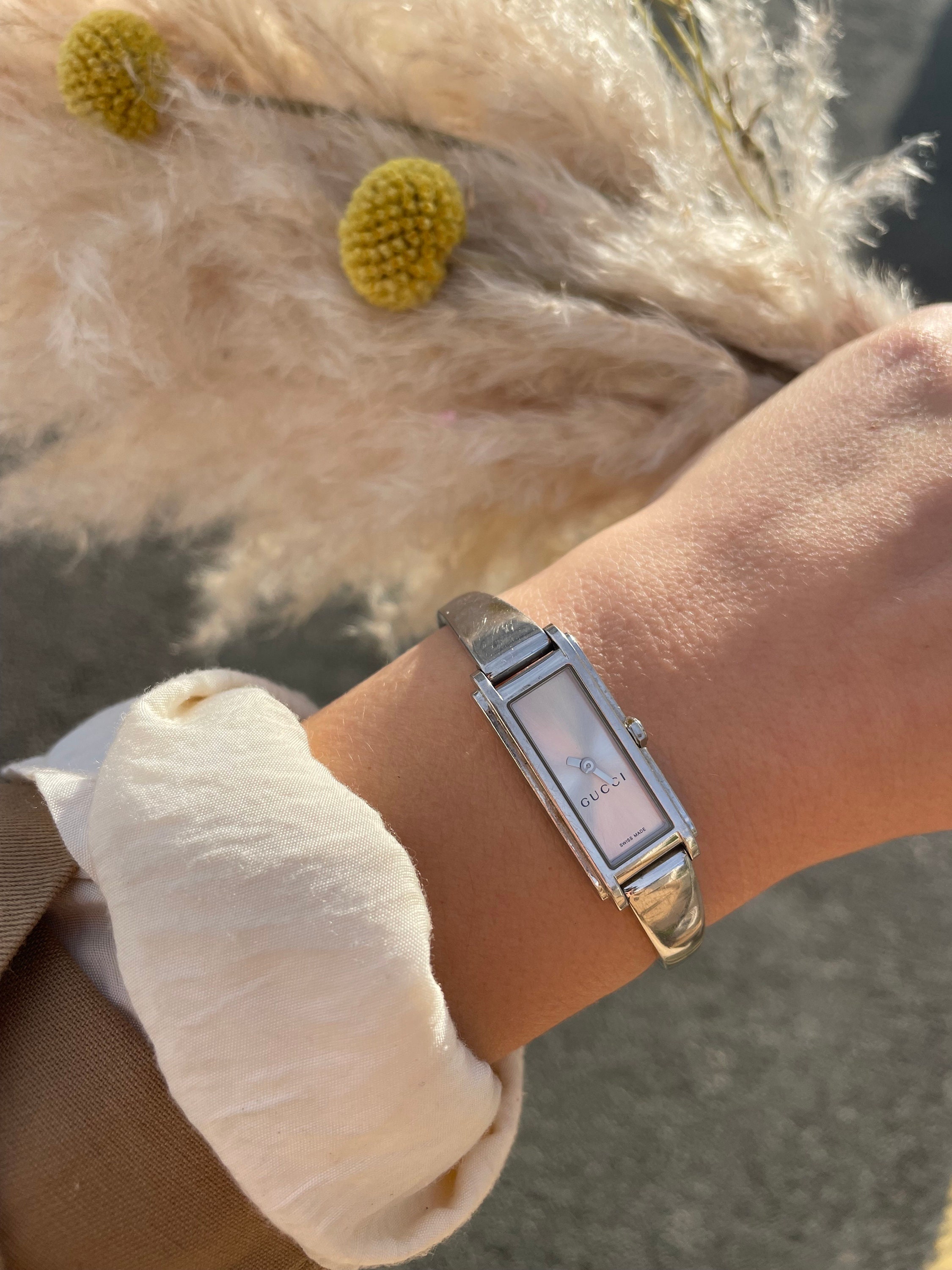 Vintage 90s/00s Gucci St. Steel 1500L Silver Dial Rectangular Dial